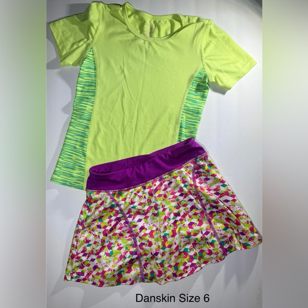 Danskin Neon Green and Purple Kids Matching Set